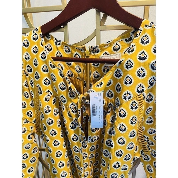 J.crew Point Sur Paisley Romper Mustard Floral Bohemian 100% Cotton Size 2 - Picture 3 of 7